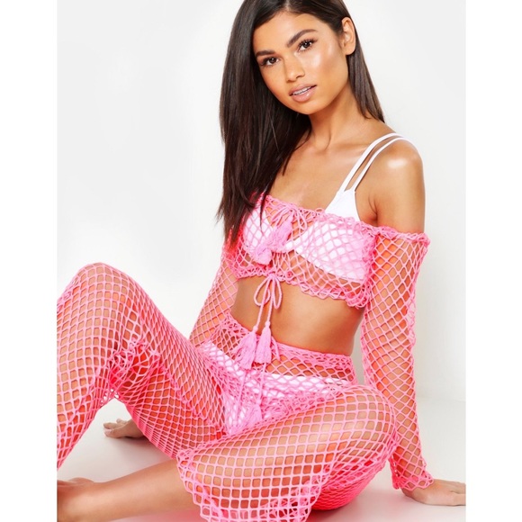 Boohoo Other - Fishnet Tie Front Beach Co-Ord